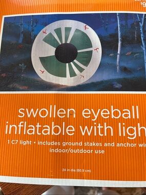 Halloween Light up Inflatable Eyeball 1.5 feet tall Waterproof Blow-Up Halloween